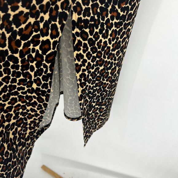 BEBE Maxi Dress Womens Size M Cowl Neck Spaghetti Strap Slit Cheetah NWT Leopard - Picture 11 of 16